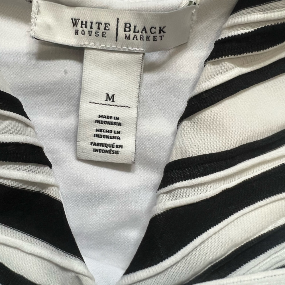 White House Black Market Black & White Striped V-Neck Tank Top - Picture 7 of 12